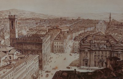 View of Piazza di San Firenze and Piazza Santa Croce, Florence by Giuseppe and Sanesi, Nicola Poggi